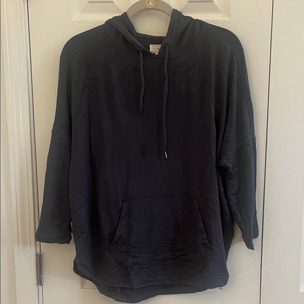 Lou & Grey Charcoal Grey Cropped Hooded Sweatshirt